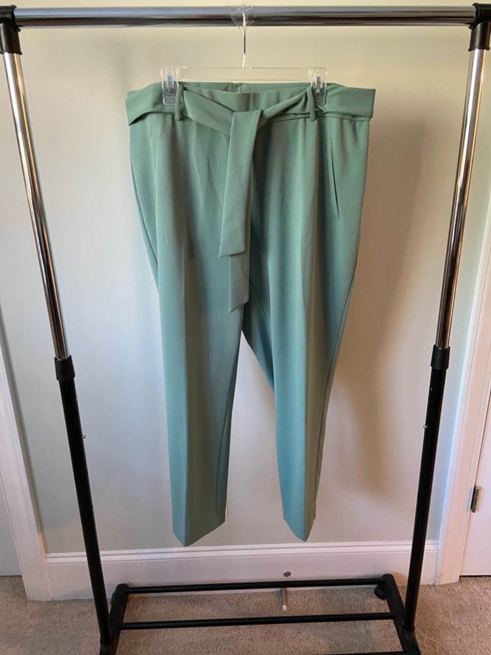 Jules & Leopold Mint Green High-Waist Tie Detail Pants